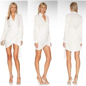 Superdown Sophie Draped Mini Dress in White Satin Size S